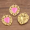 6 Cores 20X26mm Aço Inoxidável Galvanizado a Vácuo Ouro Esmalte Pingente de Gotejamento de Óleo Pingente de Coração Vazado Pingente