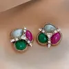 Pendientes Redondos con Borla de Plumas Geométricas Estilo Étnico Retro Lujo Accesible Ganchos de Oreja de Gama Alta Pendientes de Moda Elegantes Exagerados