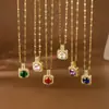 Colar de diamante quadrado colorido ultrabrilhante, best-seller transfronteiriço, corrente para clavícula de zircônia multicolorida, versátil, elegante, de alta moda, atacado