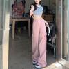 Jeans Rosa Sucio de Trabajo Ropa Exterior para Mujer Adelgazantes Primavera 2025 Commuter Nuevo Pantalón de Pierna Recta de Cintura Alta Estilo Occidental