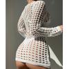 AliExpress transfronteiriço Europa e Estados Unidos Nova blusa de biquíni protetor solar Sexy Slim Plaid texture pullover Hollow Beach