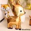Decorações de Festa de Aniversário Infantil, Balões de Folha de Alumínio Fofos de Desenho Animado de Animal para Bebê de Um Ano, Menino e Menina