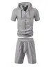 Novo Terno de Linho Europeu Americano Transfronteiriço Amazon de Verão Saída Botão Casual Esportivo Manga Curta Shorts Terno Masculino