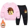 Traje de niño, otoño e invierno, para niños, deportes masculinos, ocio, suéter grueso con forro polar, ropa de invierno de dos piezas, moda infantil