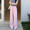 Pantalones Casuales de Pierna Ancha Rectos de Cintura Alta Adelgazantes con Textura de Longitud al Suelo, Estilo Perezoso de Terciopelo de Acetato, Nuevo Estilo Verano 2026 para Mujer