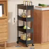 Prateleira de armazenamento para vãos de cozinha, estante de geladeira multicamada ultraestreita de piso com rodas, prateleira de armazenamento doméstica, carrinho utilitário para banheiro