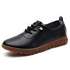 Zapatos Planos de Cuero Genuino de Nuevo Estilo para Primavera y Otoño para Mujeres de Mediana Edad y Personas Mayores, Zapatos Slip-On de Suela Suave Antideslizante, Zapatos Cálidos de Invierno con Forro de Lana para Madres