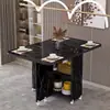 Mesa de jantar dobrável para uso doméstico em apartamentos pequenos, simples, multifuncional, móvel com rodas, adequada para imóveis de aluguel, pequena mesa de jantar retangular