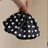Pinza para el cabello estilo falda de lunares con bloqueo de color blanco y negro de satén de alta gama para mujer, Elegante pasador para la parte trasera de la cabeza, Pinza para el cabello para coleta a medio recoger