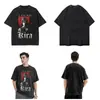 Camiseta Lavada Muerte Anime Notas Hip Hop Japonés Vintage Camiseta-