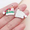 20 Nuevos Goteo de Aceite Blanco K Trineo de Navidad Gato Manzana Aleación Accesorios DIY Colgante de Pulsera Colgante Amazon