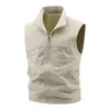 Chaleco Casual de Cuello Alto para Hombre de Primavera y Otoño, Ligero, Transpirable, de Secado Rápido, con Múltiples Bolsillos, Chaleco para Fotografía al Aire Libre 25199