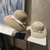 Sombrero de Paja con Lazo Estilo Hepburn para Mujer, Protección Solar de Verano, Moderno y Versátil, Sombrero de Paja Estilo Vacaciones para Adelgazar el Rostro