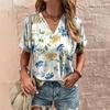 Fabricantes transfronterizos suministran nueva camiseta de manga corta con estampado de leopardo y cuello en V, moda para mujer, ropa de verano, casual y cómoda
