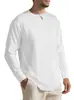 Sudadera Henley Versátil de Manga Larga Rayada Tejida de Lino de Color Sólido con Cuello Redondo para Hombre - Primavera y Otoño - Amazon Transfronterizo