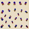 Pegatinas para Uñas Cuadradas de Longitud Media con Gradiente de Puntos Azules, Pegatinas para Uñas de Moda Europeas y Americanas, Removibles y Portátiles