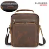Bolsa de ombro vintage feita sob medida em couro crazy horse, bolsa multifuncional de couro bovino de grande capacidade, bolsa transversal casual masculina