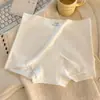 Shorts de Seda Gelo Finos Respiráveis de Verão com Calça de Segurança e Roupa Íntima Dois em Um para Mulheres, Algodão Puro com Gancho Estendido