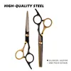 Tijeras para Cortar el Cabello Domésticas, Modelo Oro Negro, Acero Inoxidable Integrado de Dientes Planos Tijeras Profesionales de Peluquería, Específicamente para Peluqueros y Barberos