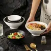Tigela de Ramen Simples Moderna para Casa Tigela Chapéu Cônico Tigela Pessoal para Arroz Tigela Grande para Sopa de Loja de Macarrão Tigela Criativa de Cerâmica Trompete para Salada