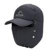 Outono e inverno meia-idade e idosos Lei Feng Cap masculino forrado de lã quente Pullover Cap engrossado estilo coreano Lazer Mountain Ear Protectors Cap à prova de frio
