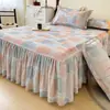 Novo 2024 Saia de Cama de Flanela Escovada 100% Algodão Peça Única Algodão Puro Espessado Capa de Cama 1.8m Fronha Conjunto de Três Peças Estilo Princesa