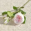 Rosa de Austin de Tallo Único con 3 Cabezas, Flor Artificial para el Día de San Valentín, Boda, Decoración del Hogar, Accesorio de Fotografía