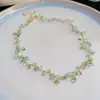 Maravilla del Rastro Verde~Collar de Cuentas de Vidrio Fresco y Dulce de Verano, Cadena para Clavícula de Diseño Único, Cadena de Cuello Versátil