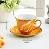 Taza de Café Taza de Cerámica Taza Fina de Alta Calidad Juego de Taza y Platillo Taza de Café con Flores Taza de Agua Vintage para el Hogar
