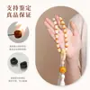 Pulseira de Sementes de Bodhi e Cabacinha Amarela Degradê Estilo Chinês com Pingente de Incensário Círculo Único Portátil Pulseira de Contas de Oração Budista para Mulheres