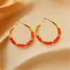 Pendientes de Acero de Titanio Estilo Frío Simple Elegante Europeo y Americano Nicho Gama Alta Gota de Aceite Redondos Pendientes de Esmalte Coloridos Joyería