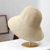 Sombrero de paja de verano para mujer, estilo japonés, sencillo, de color sólido, para pescador, para vacaciones en la playa, con protección solar, plegable