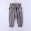 Calça Antimosquito Infantil, Algodão Puro, Estilo Verão Fino, Corte Amplo com Bolsos, Calça Harem para Bebês, Calça Longa Casual de Algodão e Linho para Meninos e Meninas