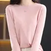Suéter pullover clásico de lana peinada ultradelgado de cuello redondo de color liso básico para mujer, holgado, casual, para primavera y verano