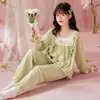 Pijama Infantil Primavera y Otoño 2026 Princesa Dulce y Linda con Volantes de Algodón Ropa Casual para Casa Conjunto de Dos Piezas para Niños Mayores