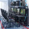 Mesa para Jogos de Computador em Lan House, Mesa com Tampo de Camada Dupla para Duas Pessoas, Mesa para Três Pessoas para Pousada, Conjunto de Mesa e Cadeiras para Quarto