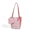 Bolso de Mano Jacquard Floral Rosa Romántico - Bolso de Hombro Estilo Cabaña Francesa con Detalle de Moño - Dulce Bolso de Mano de Lona Bordado - Bolso Comprador Versátil para Niñas, Dos en Uno + Una Cartera Pequeña