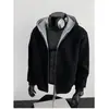 Sudadera con capucha Neverneed American Cleanfit para Hombre y Mujer Corte Amplio Corta Doble Cremallera Chaqueta Cardigan de Contraste