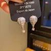Pendientes Ovalados de Nudo de Diamante Aguja de Plata Forma de Gota de Agua Lujo Ligero Pendientes de Gama Alta Diseño Vintage Estilo Corte Pendientes de Nicho