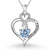 Exportación Transfronteriza Collar Corazón Eterno de Plata Esterlina S925 Doce Piedras de Nacimiento Colgante Corazón Amazónico Cadena Clavícula