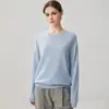 Suéter de Cachemira de Cuello Redondo para Mujer Color Sólido Cálido Manga Larga Tejido de Punto Otoño Invierno Nuevo Estilo Suave Pegajoso Amigable con la Piel Jersey Capa Base Ropa Interior