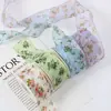 Cinta de Chifón Pequeña Fresca de Doble Cara con Dobladillo Floral Cinta de Lazo Material para Manualidades Cinta de Satén Cinta para Caja de Boda