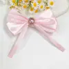 Cinta larga de satén brillante accesorio de lazo de pedrería DIY pinza para el pelo goma para el pelo decoración de caja de regalo para ropa infantil producto semiacabado
