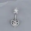Anillo de Ombligo Europeo y Americano Transfronterizo de Acero Inoxidable 316L Anillo de Ombligo de Acero de Titanio Clavo de Ombligo Doble con Diamante Botón de Ombligo Sexy Adorno de Ombligo