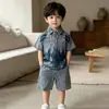 Conjunto Jeans de Manga Curta para Meninos Verão Estilo Coreano Crianças Bonitas Modernas Descoladas Conjunto de Duas Peças Roupas Estilosas para Crianças Pequenas e Médias Comércio Exterior