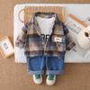 Conjunto de Ropa de Otoño para Niños 2025 Nuevo Estilo Coreano Ropa Elegante de Tres Piezas de Manga Larga para Primavera y Otoño para Niños Venta al por Mayor