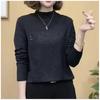 Outono e inverno nova moda mãe de meia-idade elegante all-match estilo ocidental pequena camisa fina estampa top roupas femininas