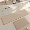 Tapete de Chão de Cozinha Cor Sólida Café com Leite Longo Absorvente de Lama Diatomácea Tapete de Chão Doméstico Resistente à Sujeira Fácil de Cuidar Tapete de Pé Longo Antiderrapante
