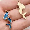 Pingentes Charms Série Cauda de Sereia em Liga Metálica com Gotejamento de Óleo Transfronteiriço para Pulseira DIY, Colar, Chaveiro, Acessórios de Joias