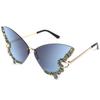 Nuevas Gafas de Sol con Forma de Mariposa Sin Montura Gafas de Sol Rojas de Internet para Mujer Gafas de Sol Transfronterizas de Alto Nivel